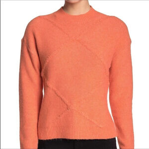 Abound Knit Stitch Design Sweater Pullover Coral